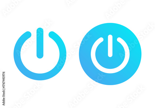 Gradient Blue Power On Flat Colored Illustration for Startup and Energy Activation Concept