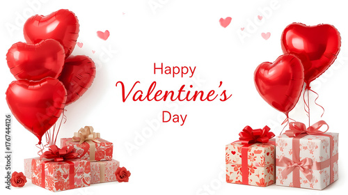 Colorful Happy Birthday Greeting Card with Balloons and Confetti Isolated on White Background