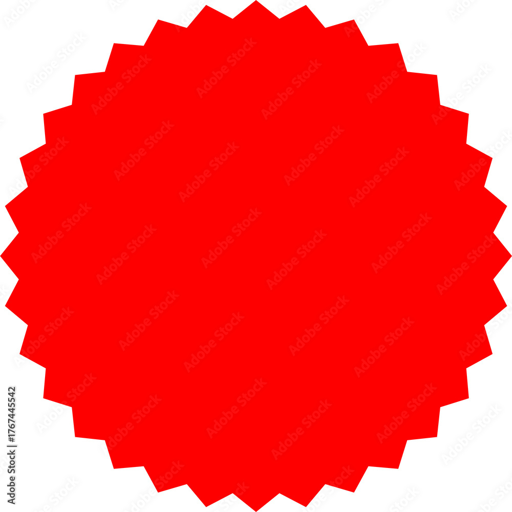 Fototapeta premium Red Circle Sticker and Badge, Wavy Edge Labels Blank Sale Tags Vintage Promo Shapes, Graphics