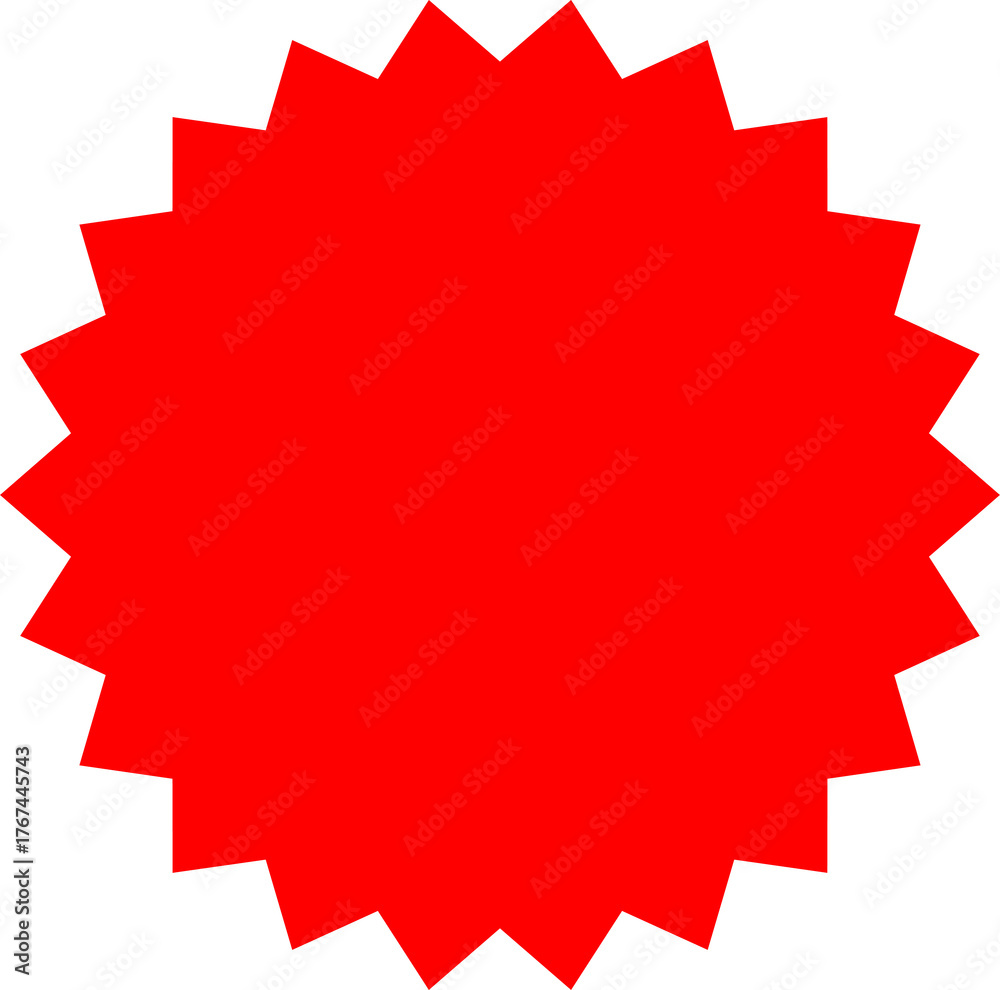 Fototapeta premium Red Circle Sticker and Badge, Wavy Edge Labels Blank Sale Tags Vintage Promo Shapes, Graphics