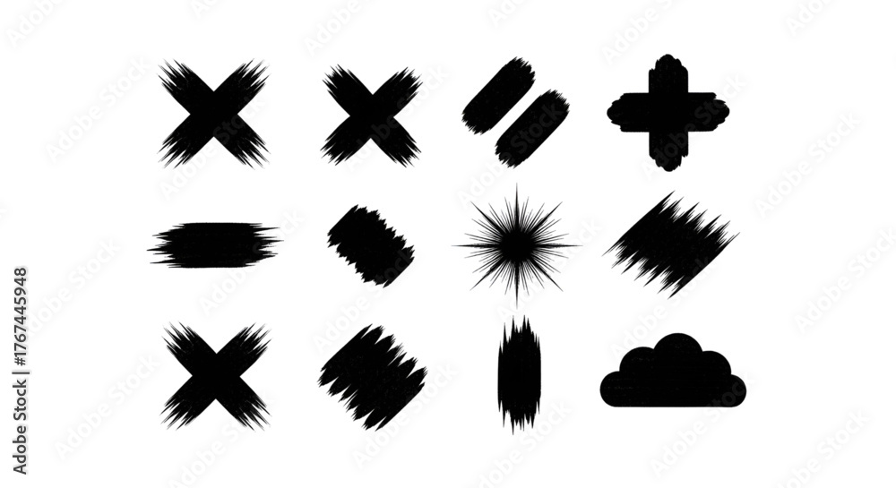 Fototapeta premium Black brush strokes vector set grunge paint brushes design elements art