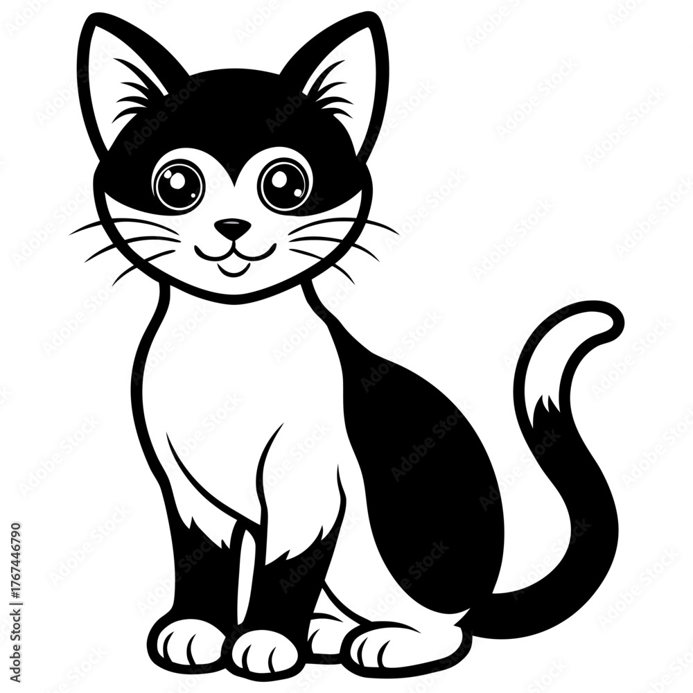 Obraz premium Minimalist Cat Illustration | Simple Black Kitty Vector Design”