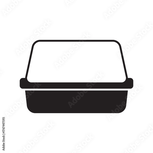 Takeout Food Container Icon, Disposable Lunch Box Symbol. Meal Prep or Delivery Concept