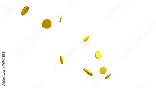Glittering 3D Gold Coin – Isolated Transparent PNG for Games, Digital Design, and Festive Illustrations. gold Coin particle Render. golden Coin Explosion.