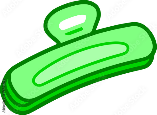 Bright green plastic duckbill hair clip vector. Salon professional hair styling tool.