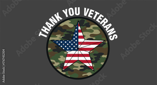 A patriotic tribute: American flag star over camouflage pattern honoring veterans