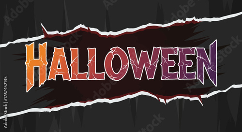 Creepy halloween torn paper with cracked letters, a spooky celebration for october event