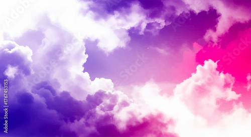 Clouds Watercolor Sky in Shades of Purple, Pink and White A Dreamy, Colorful Texture