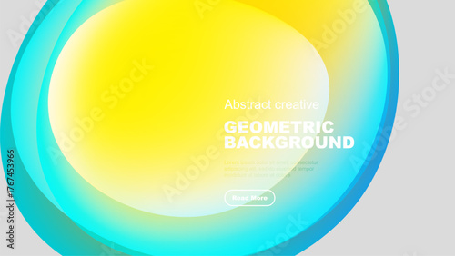 Bright abstract layers create dynamic visual effect. Yellow, turquoise hues blend, forming modern backdrop. Text invites further exploration.