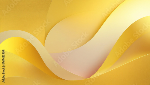 Luxurious Golden Abstract Background with Flowing Paper Waves and Textured Surfaces