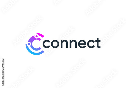 circle letter C global connect logo. network signal technology connectivity symbol icon vector design	
