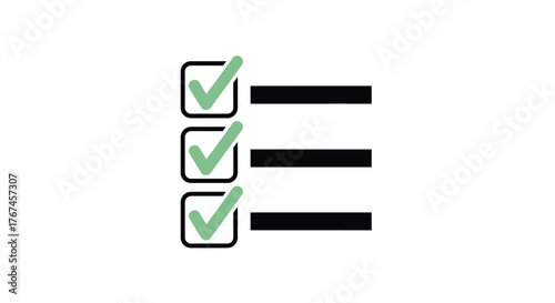 A simple checklist with three items marked as complete with checkmarks.