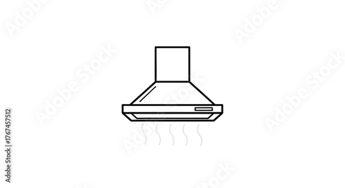 A simple line drawing of a kitchen exhaust hood with steam rising.