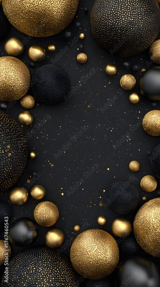 Fototapeta premium Luxurious Christmas background with black and gold decoration
