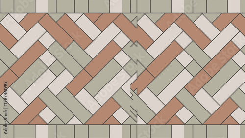 Intricate Bordered Herringbone Parquet Pattern Decorative Design Textured Surface