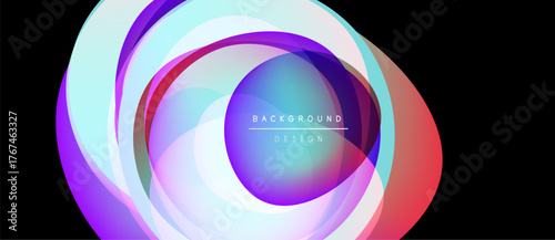 Abstract colorful layers create dynamic oval shape. Gradient hues blend, forming modern background design. Vivid, smooth transitions present visual appeal.