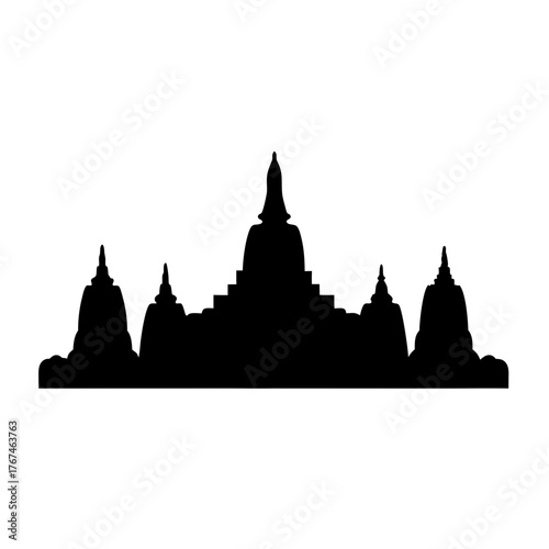 Borobudur Temple silhouette, an icon of Indonesian culture and architectural heritage