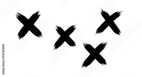 Black brush stroke x marks the spot design element vector illustration