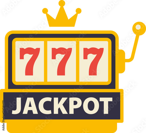 Casino jackpot Slot machine. Jackpot poker 777 slot machine icons. Gambling fortune vector concept. Illustration of game machine, gaming casino, one arm bandit. Lucky icons set.