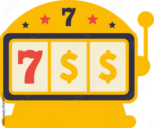 Casino jackpot Slot machine. Jackpot poker 777 slot machine icons. Gambling fortune vector concept. Illustration of game machine, gaming casino, one arm bandit. Lucky icons set.