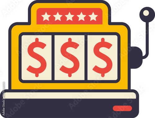 Casino jackpot Slot machine. Jackpot poker 777 slot machine icons. Gambling fortune vector concept. Illustration of game machine, gaming casino, one arm bandit. Lucky icons set.