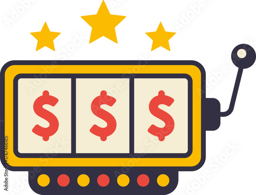 Casino jackpot Slot machine. Jackpot poker 777 slot machine icons. Gambling fortune vector concept. Illustration of game machine, gaming casino, one arm bandit. Lucky icons set.