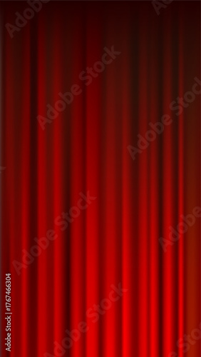 Closed  Red Curtain Cinema Theater Vertical Background Vector Illustration