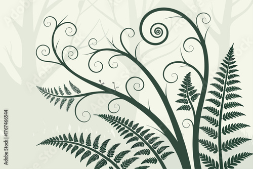 Abstract gradient forest shapes banner design