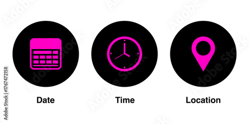 Date Time and Location Icon Set