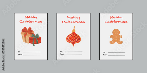 Merry Christmas Postcards, Posters, Festive Posters Set. From, to cards