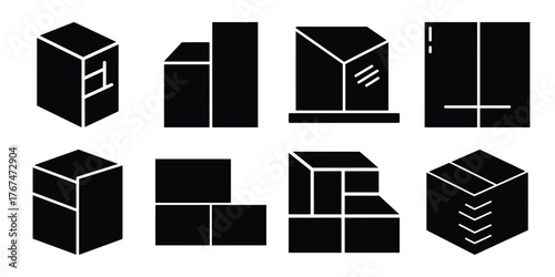 building materials construction silhouette vector icon element set