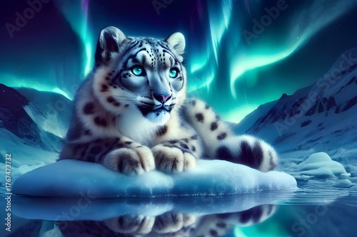 snow leopard in the night sky