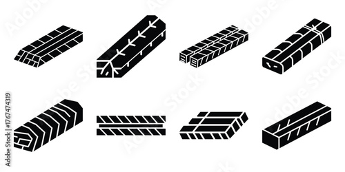 rebar construction silhouette vector icon element set