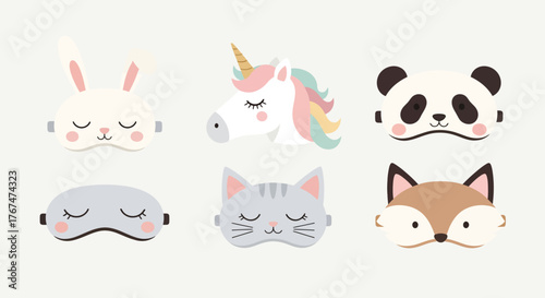 Cute animal sleep masks collection featuring unicorn and panda designs