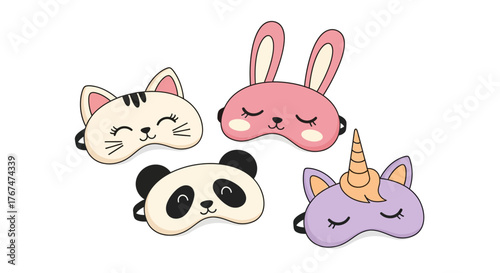 Cute animal sleep masks with cat, bunny, panda, unicorn designs