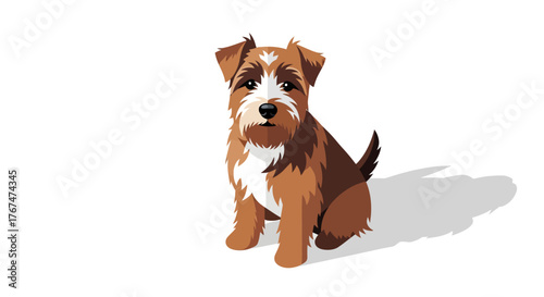 Charming terrier dog in flat design style with shadow