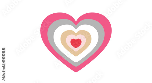 Multilayered heart design with pink and neutral tones