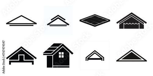 roofing construction silhouette vector icon element set