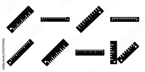 ruler construction silhouette vector icon element set