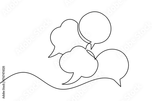  Speech bubble design continuous one line drawing isolate outline minimalist vector illustration
