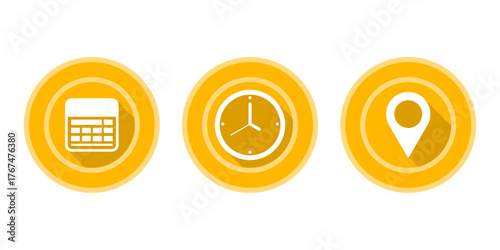 Set of Date Time and Location Icons
