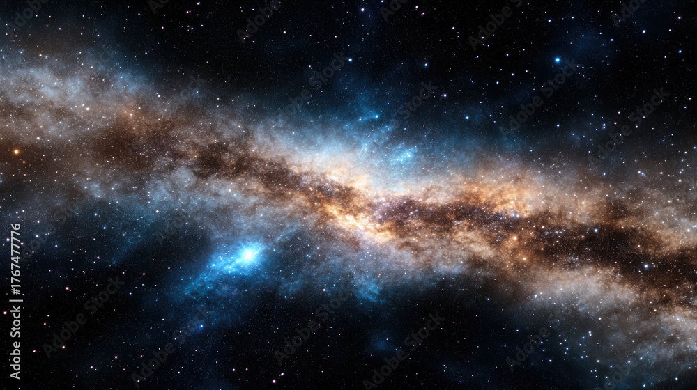 Naklejka premium Stunning deep galaxy view with vibrant colors and twinkling stars creates meditative atmosphere