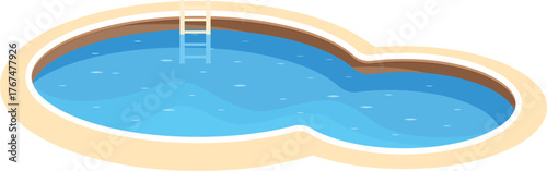 Illustration of an irregular shaped swimming pool with blue water, perfect for summer and relaxation
