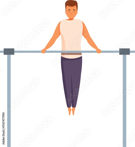 Determined athlete performing pull ups on a horizontal bar, showcasing strength and fitness
