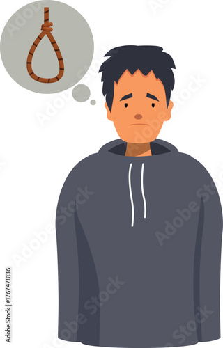 Depressed man thinking about suicide, experiencing despair, hopelessness, and suicidal thoughts