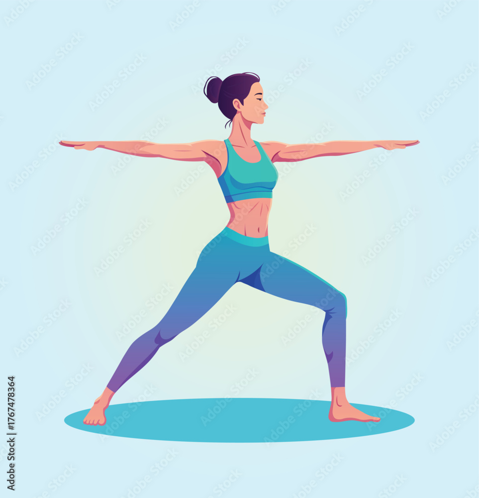 Obraz premium Woman in Warrior II Yoga Pose