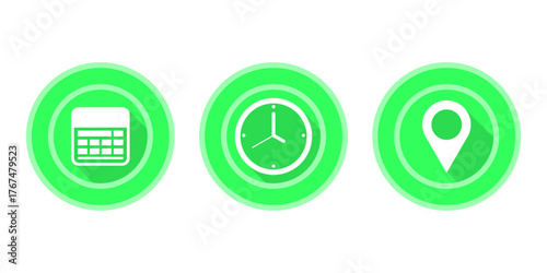 Set of Date Time and Location Icons