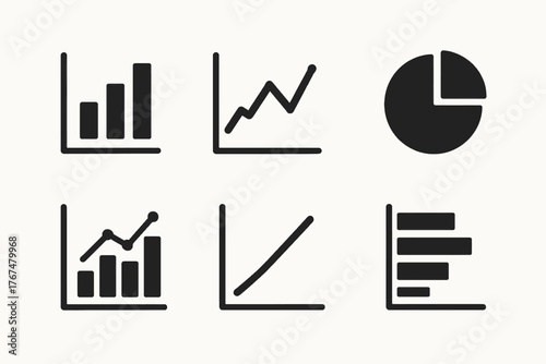 Minimalistic data chart icons set for infographics and business presentations