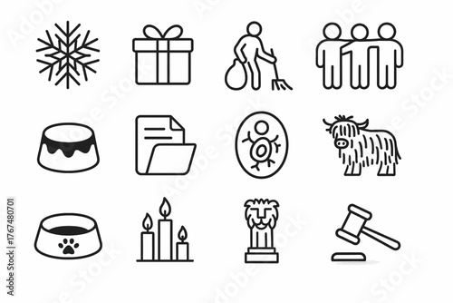 Minimalist icons: winter, celebrations, inclusivity, and more in line art style