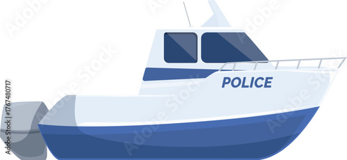 Police patrol boat securing coastal waters, maintaining order and safety at sea